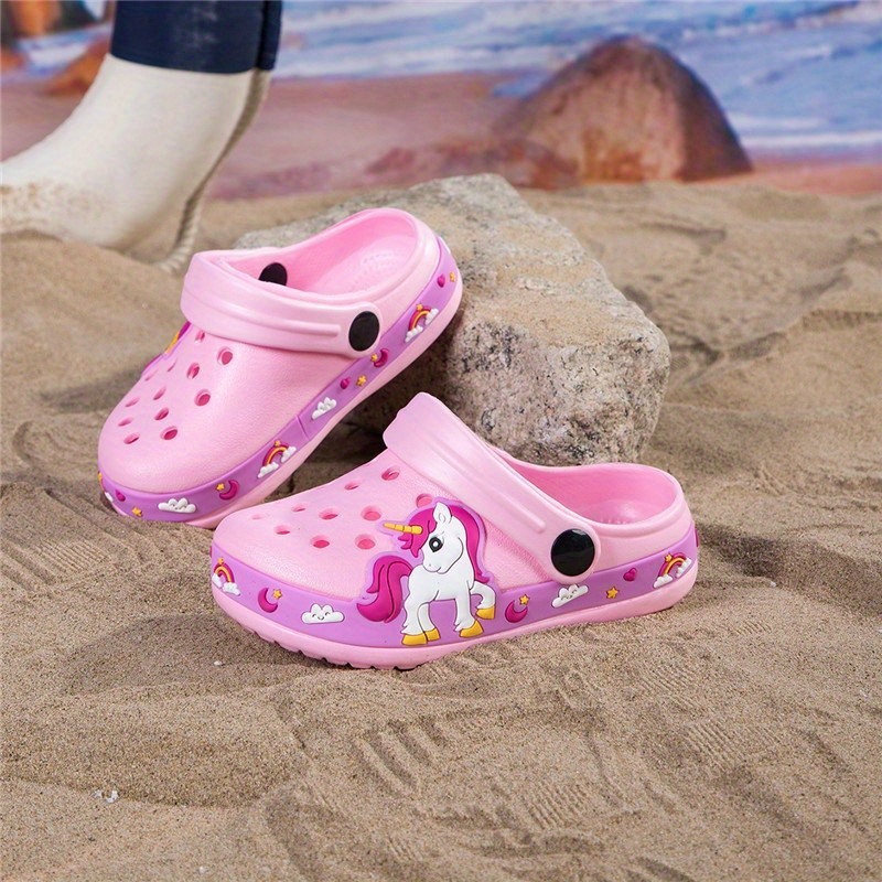 Image of Children's Cool Slippers For Girls, Closed-toe Printed Outdoor Holiday Gift, Ink Splatter Slippers For Toddlers And Kids, Barefoot Shoes, Sandals, Outdoor Water Shoes