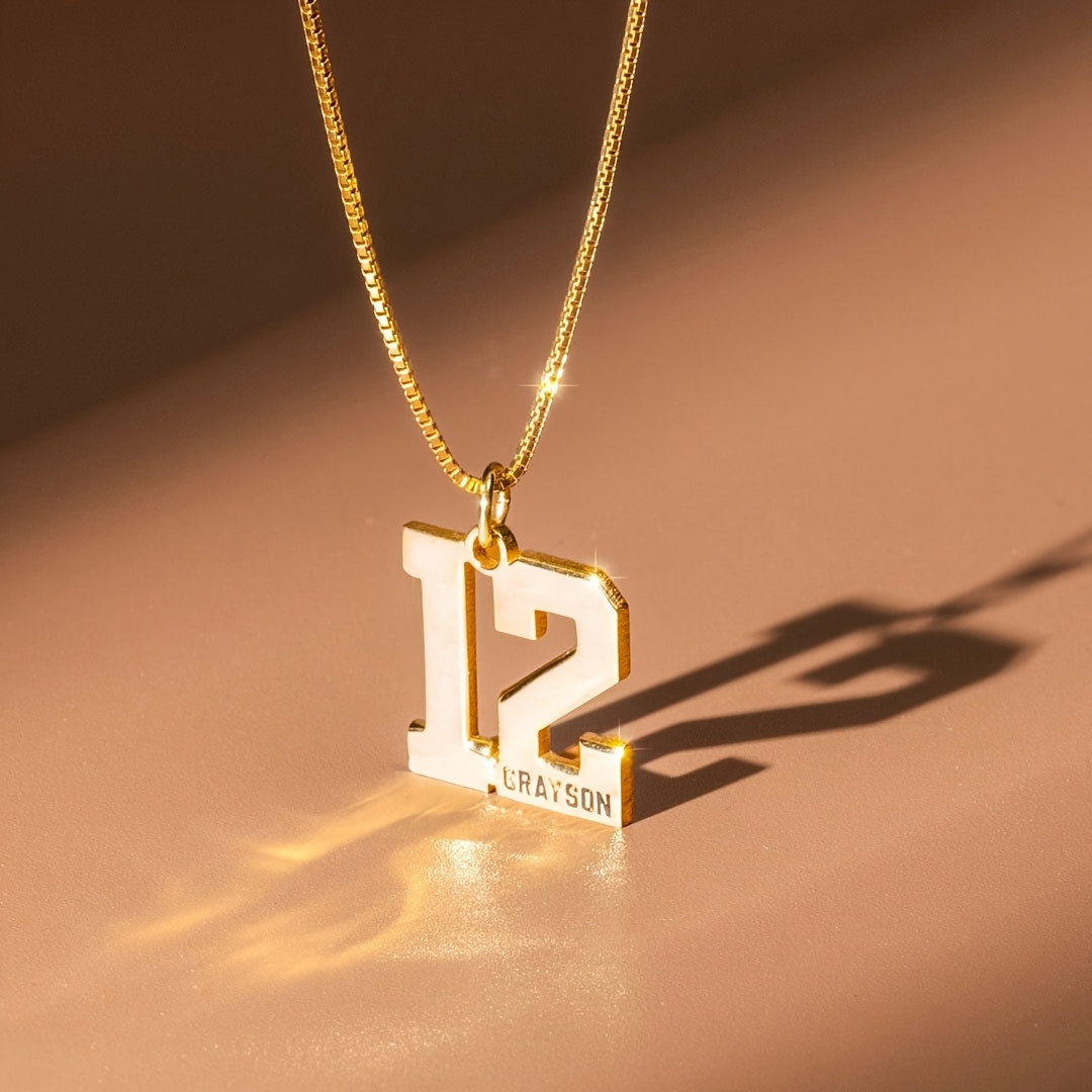 individuelle nummer + namenskette, einfacher modischer straßenstil,   für den  , geschenk zur feiertage