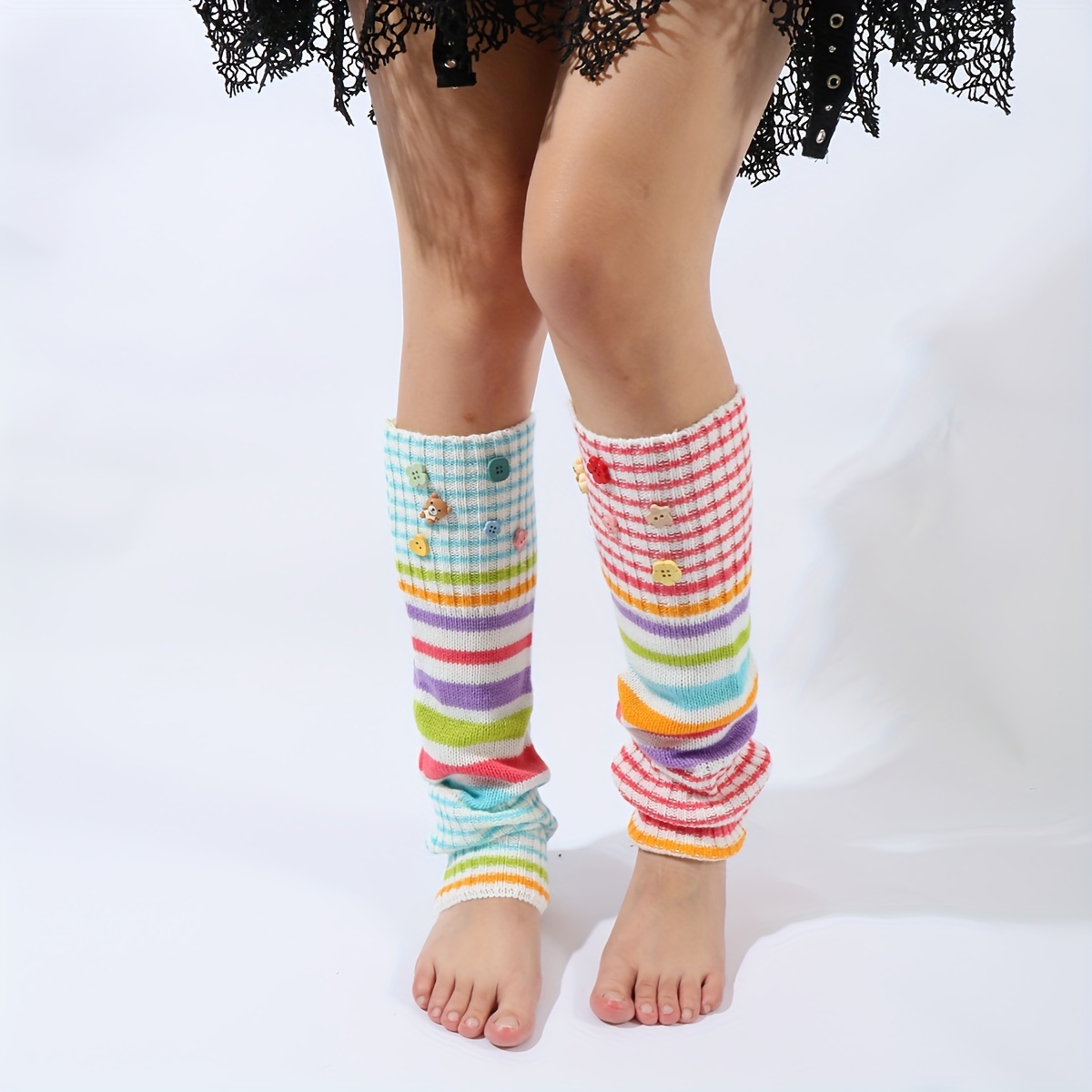 

1 Pair Of Cute Pink Striped Leg Warmers For Trendy