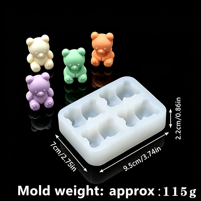 TEMU Bear-shaped 4-cavity Silicone Mold For Diy Car Air Freshener Candles And Home Decor Resin Casting
