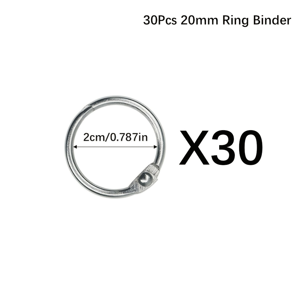 E-shop 30 Stück (30-Ring) Großpackung Hochwertige Edelstahl Binderinge - Mehrere Größen 15mm, 20mm, 30mm, 45mm Metallringe für Fotoalben, Ringordner,