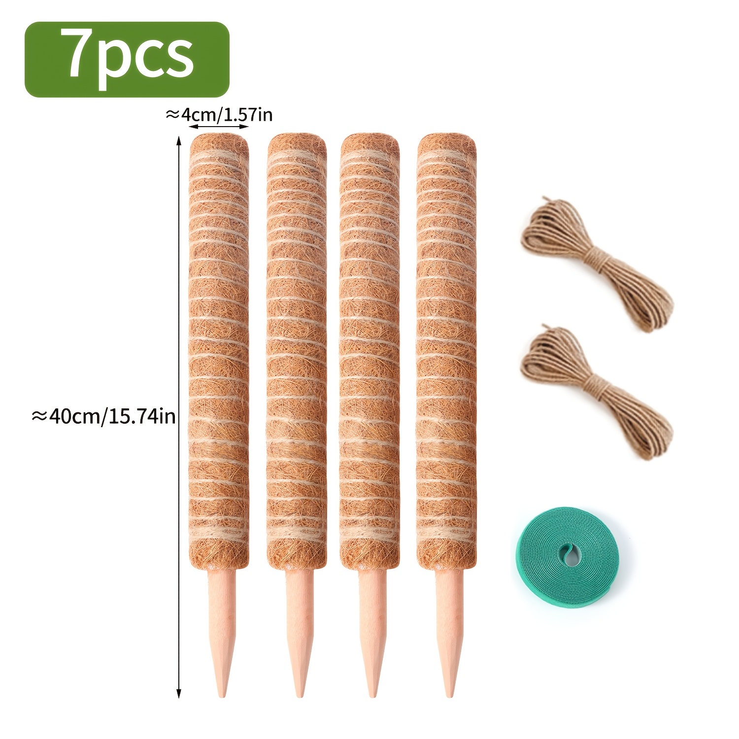 TEMU Coco Coir Moss Pole Suitable For Monstera, Pothos, Philodendron Plant Support With Garden Ties - Indoor Climbing Stakes For Potted Houseplants,