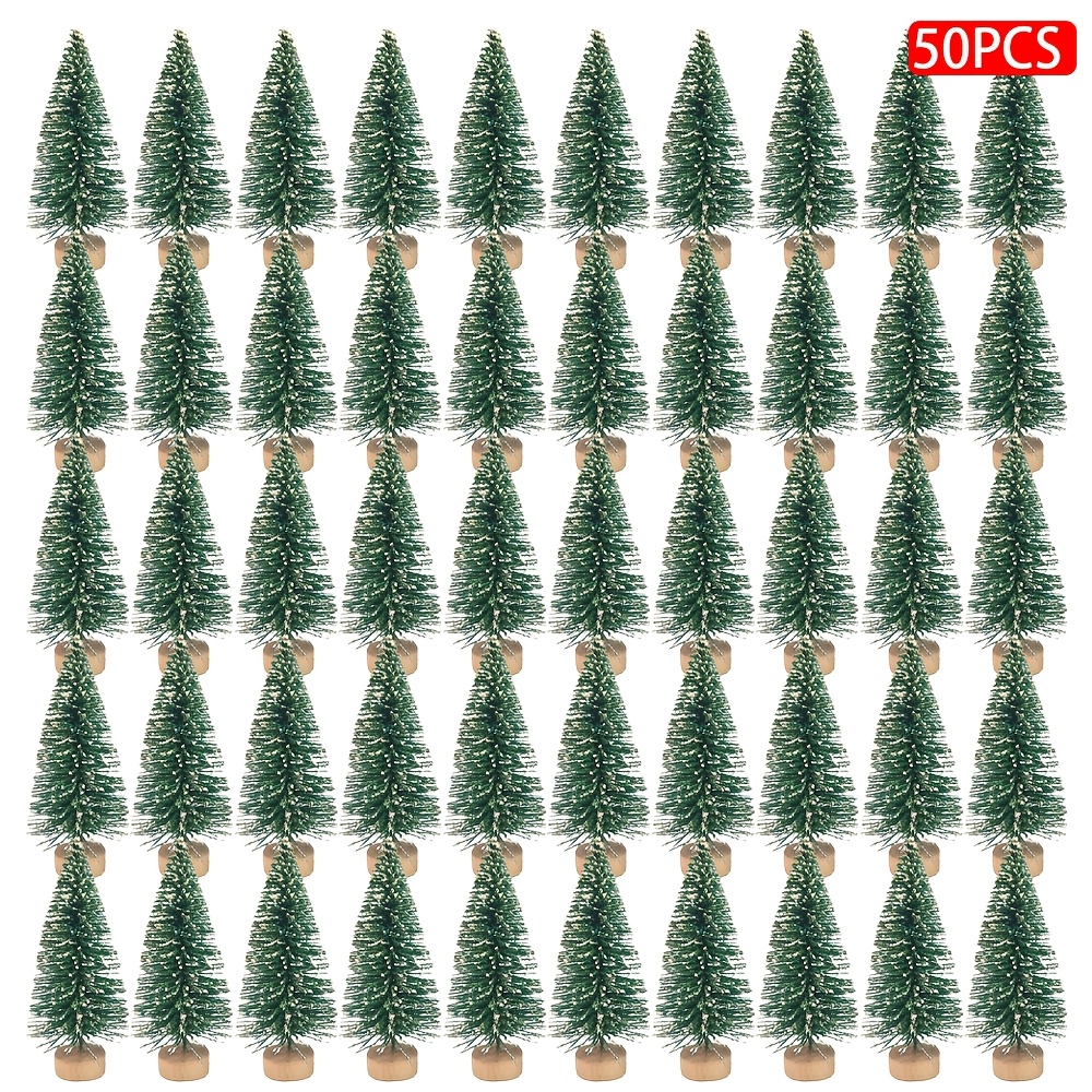 TEMU 50pcs Artificial Christmas Tree Desktop Decorative Ornaments, Christmas Atmosphere Decorations - 7cm