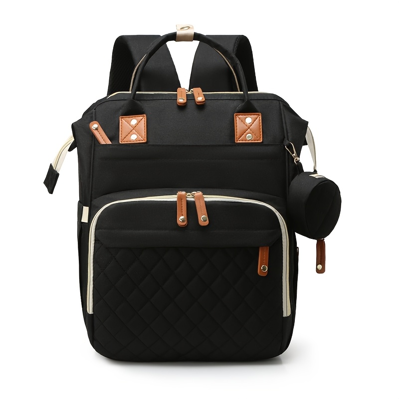 customizable insulated diaper backpack personalized large capacity mom bag with stroller hanging straps multiple pockets   for everyday use stylish accessory durable polyester material
