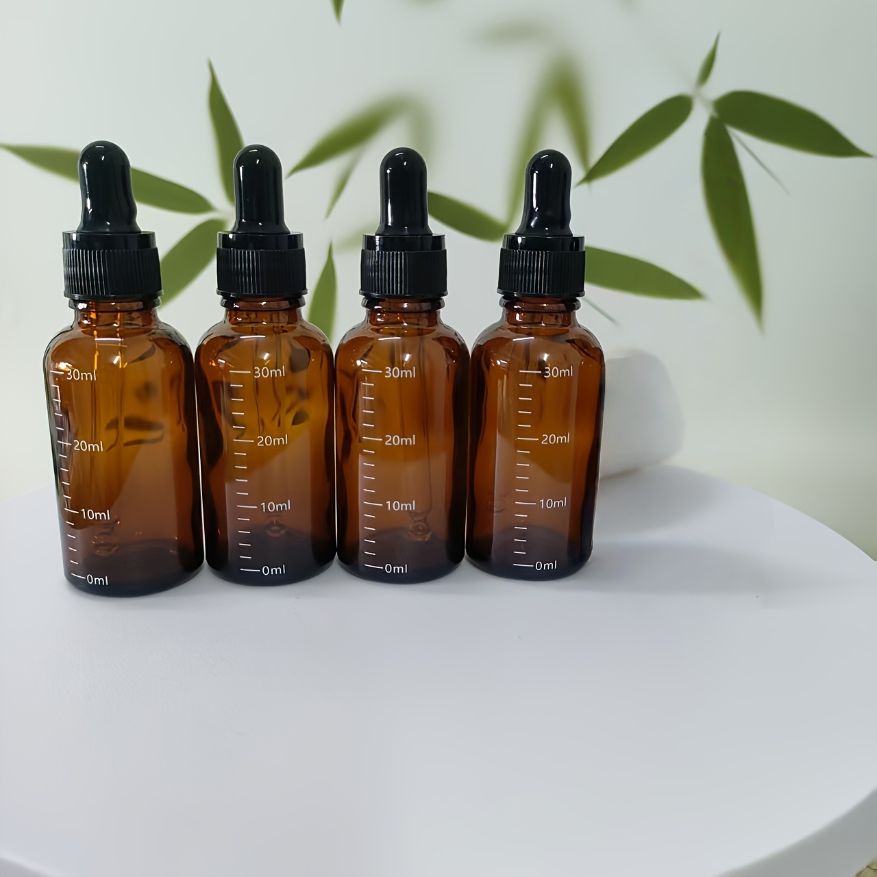 TEMU Yunkeyou 4pcs, 30ml/1.01oz, 50ml/1.69oz Capacity Amber Glass Dropper Bottles With Scales, Suitable For Packaging Cosmetics, Perfumes, Essential