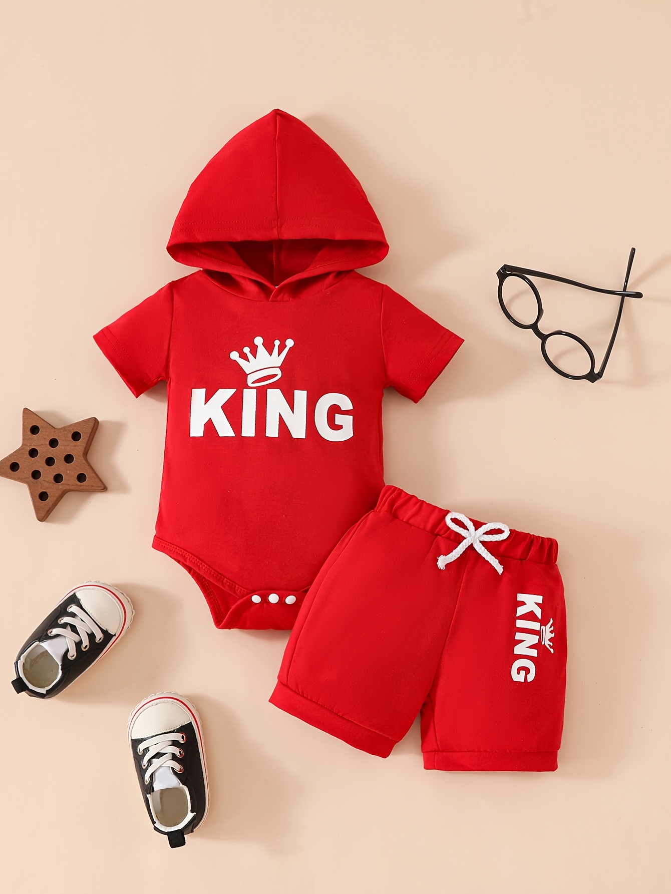 print short sleeve hoodie shorts set outdoor kids' Temu Mauritius