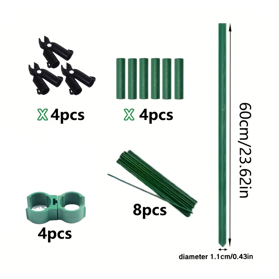 Image of Multi-functional Garden Plant Support Stake Set, Designed For Climbing Vegetables, , And Fruits - Sturdy Green Cylindrical Garden Stakes Are Ideal For Tomatoes, , Beans, And , 24in*24in