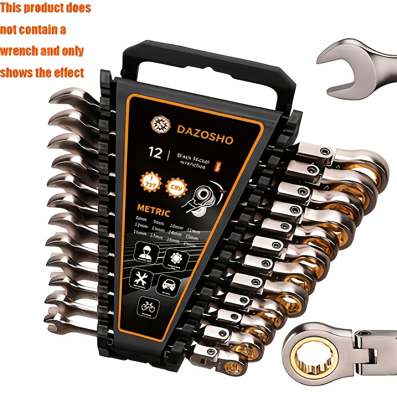 heavy duty wrench organizer rack 12 slot tool holder for sae and metric wrenches space saving storage for toolbox garage car and motorcycle repair