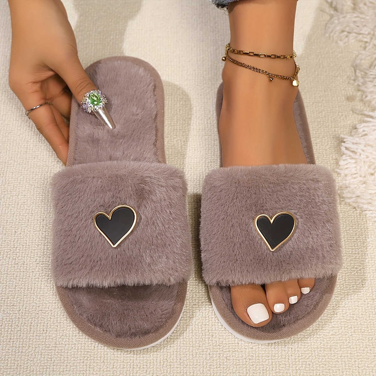 New Influencer Fluffy Slippers Women's Casual Autumn Slippers, Women Shoes