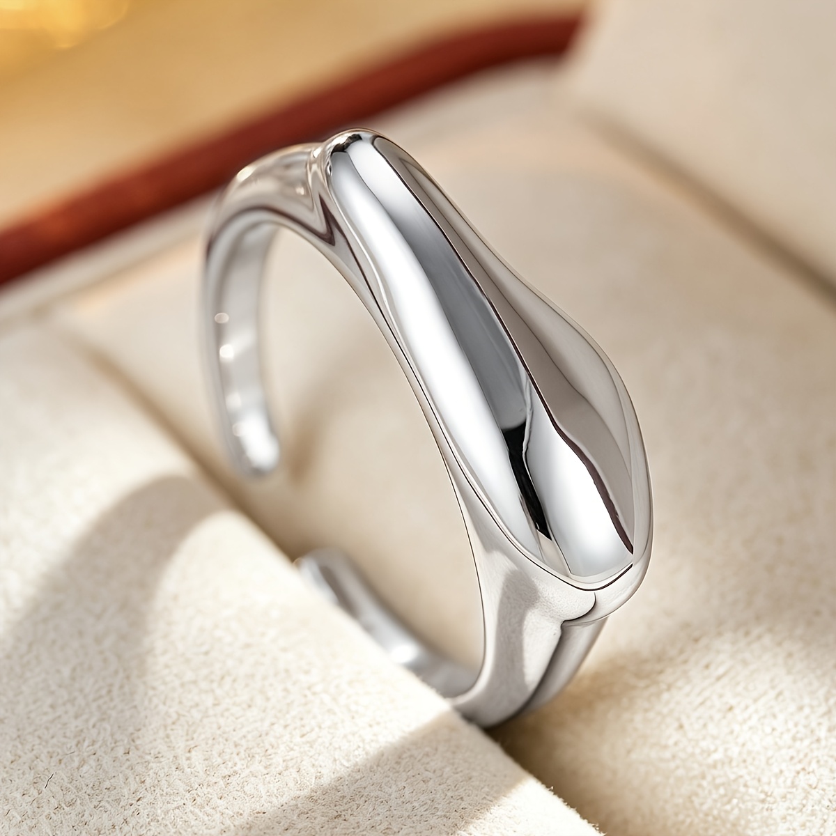 Unisex Bohemian Adjustable Copper Zirconia Inlaid Open Ring