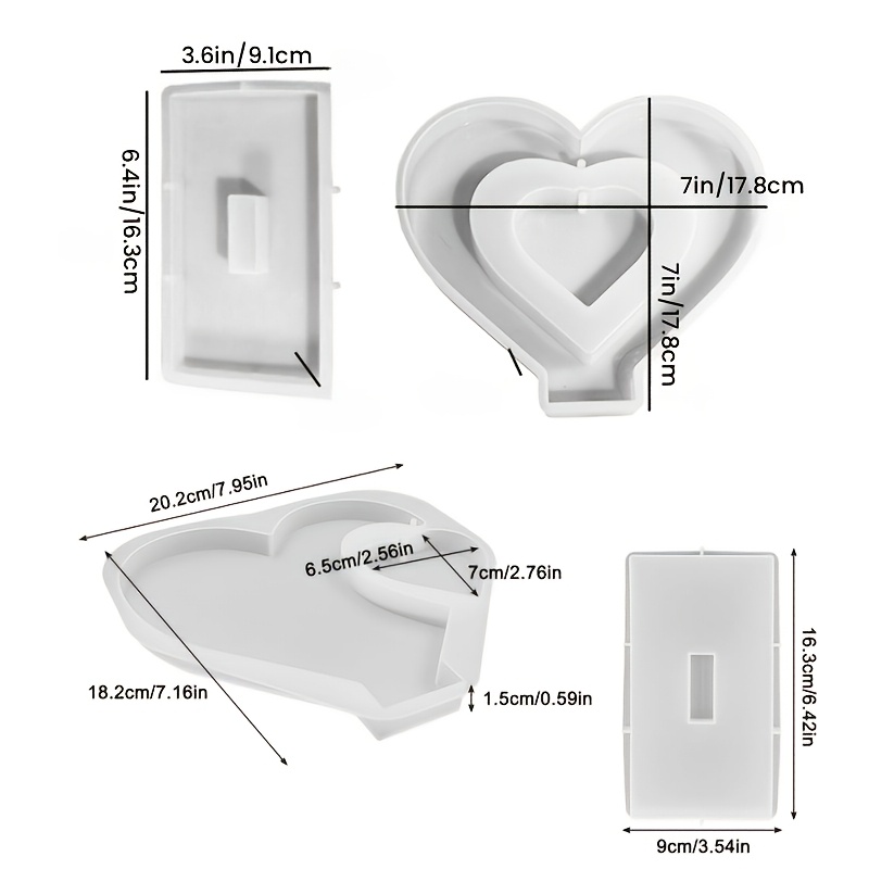 Image of 4pcs 3d Photo Frame Resin Molds, Heart Shape Silicone Molds For Resin, Diy Picture Frame Epoxy Resin Moulds Art Craft For Wedding Home Decor