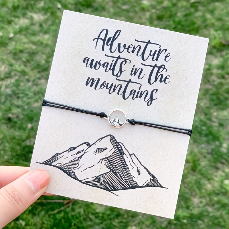 Image of In The Mountains Mountain Alloy Pendant Bracelet Friendship Gift For Men And Women Traveler Bracelet Gift