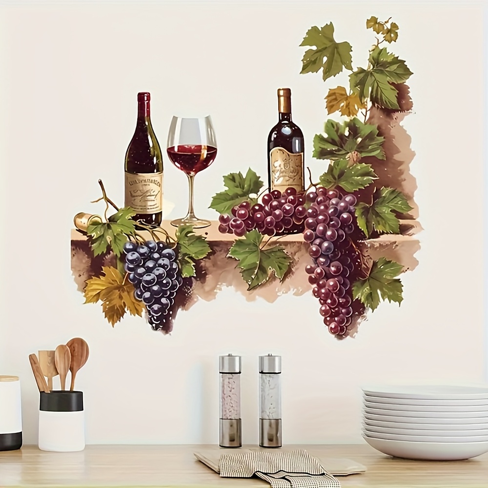 1pc Vintage Wine Grape Wall Stickers Decals Kitchen Dining Room Home Decor