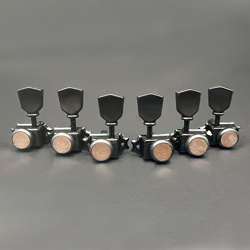 SAPHUE Vintage Style Locking Guitar Machine Heads , 3+3 Lock String Deluxe Tuning Key Pegs Tuners Set , 1:15 Ratio , Replacement for Electric Acoustic Folk Guitars , Elegant Tuning Keys Classic Tuner Design , Sturdy Construction Durable Tuners , Guitar Part