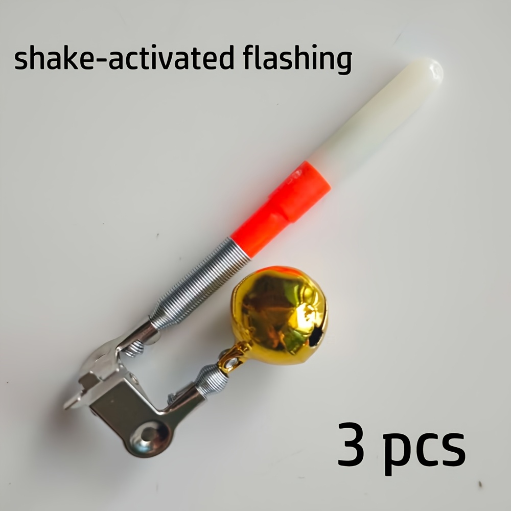 TEMU 3pcs Set Of Sound And Light Dual-effect Night Fishing Indicators, Equipped With Sturdy And Durable Metal Clips, Featuring A Shake-sensing