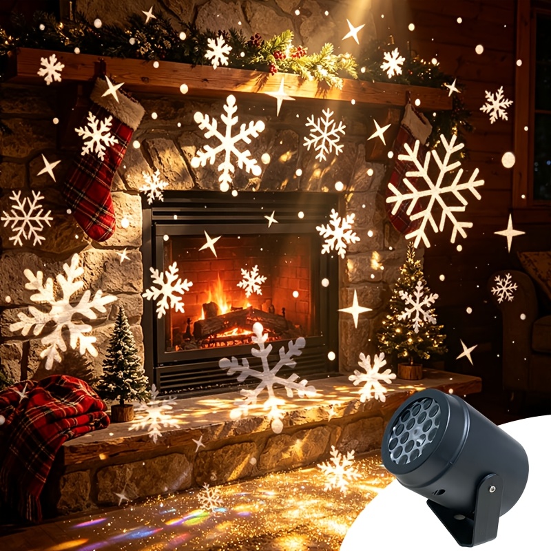 TEMU Lampes à projection de de neige, faisceau rotatif automatique à 360°, lampe de bureau USB Plug and Play, décoration multifonctionnelle et