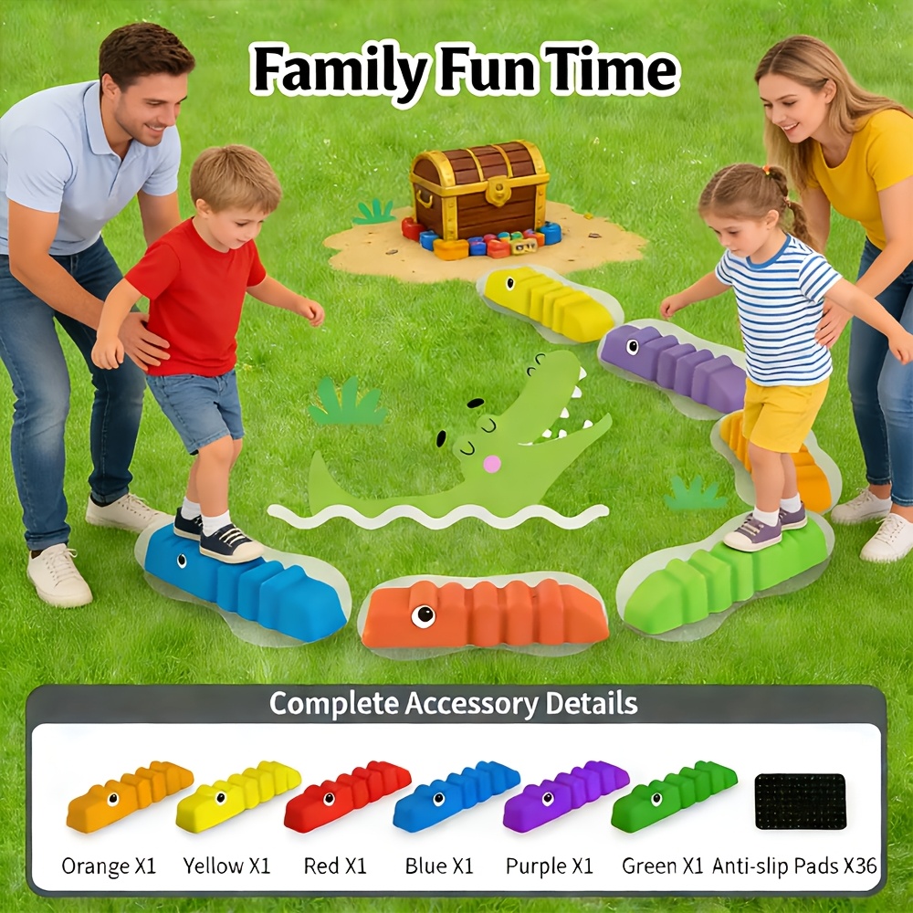 Image of Balance Stepping Stones For Kids Ages 3+, Stackable Stone Balance Board Set Indoor Outdoor Toys For Children, Backyard Garden Activity Toys