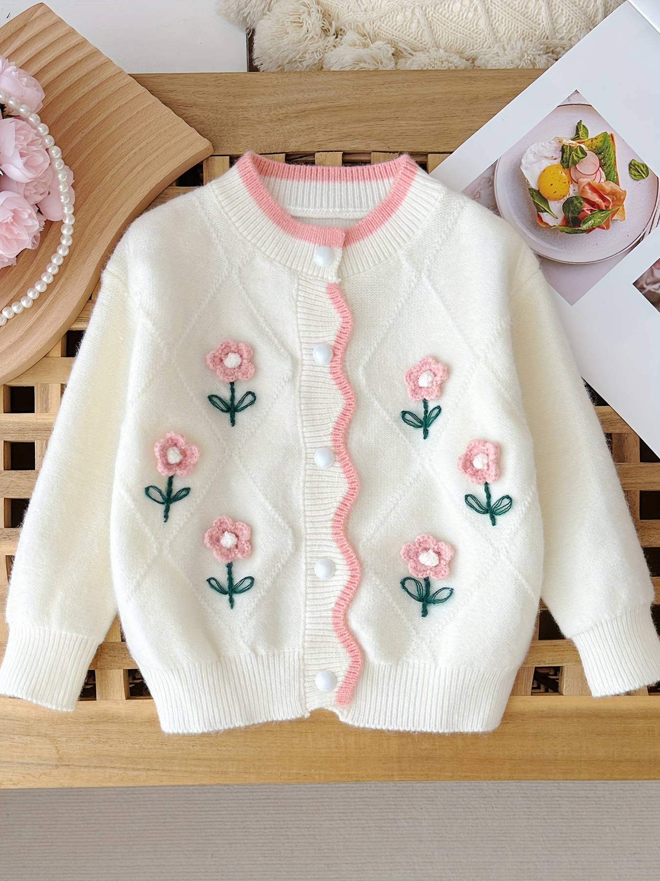 girls floral cardigan sweater soft long sleeve Temu Australia