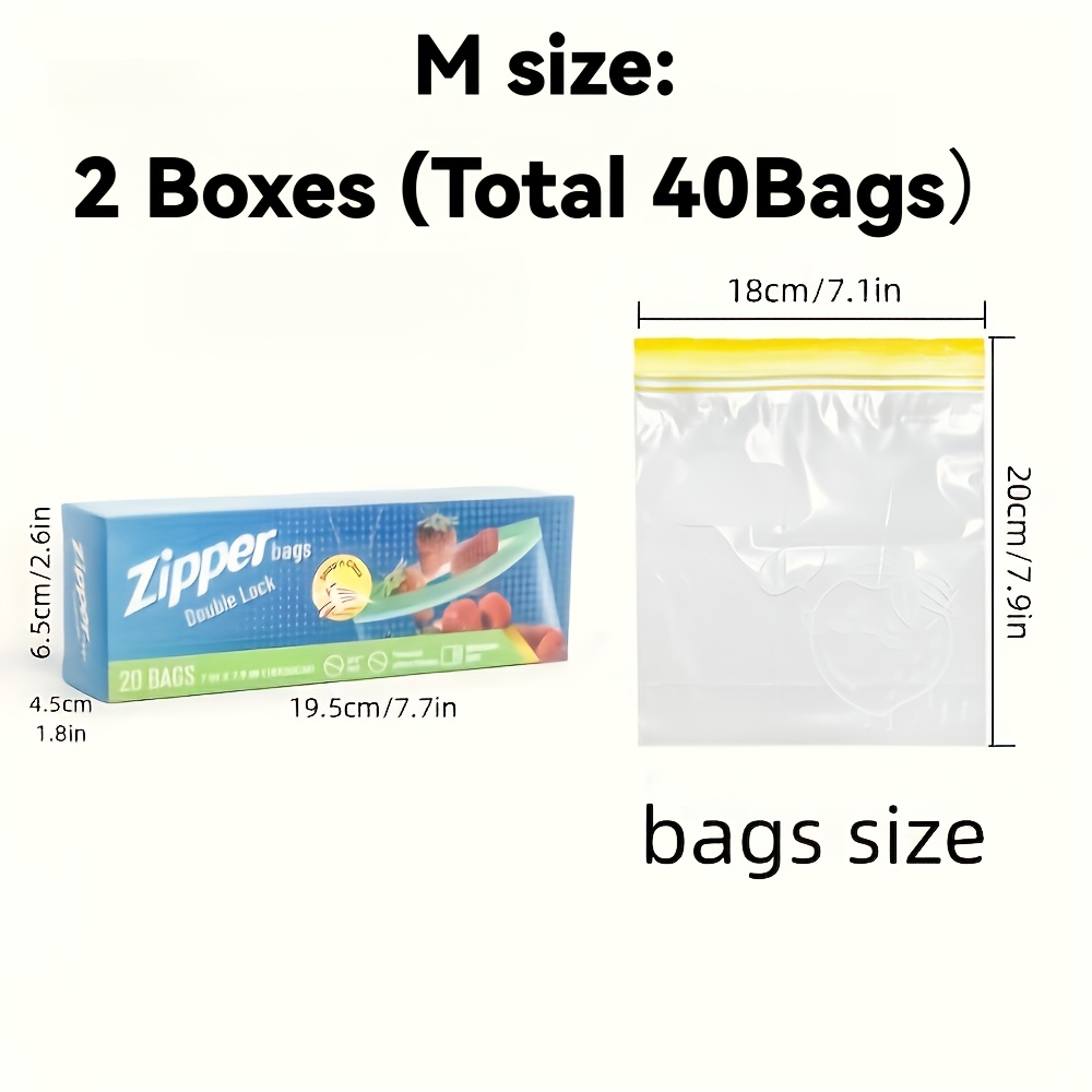 TEMU 30/40/60pcs, Small/medium/large Size, Sandwich Storage Bags, Thickened, Food-grade, Drawstring Double-seam Dense Bags, Freezer Seal Bags For