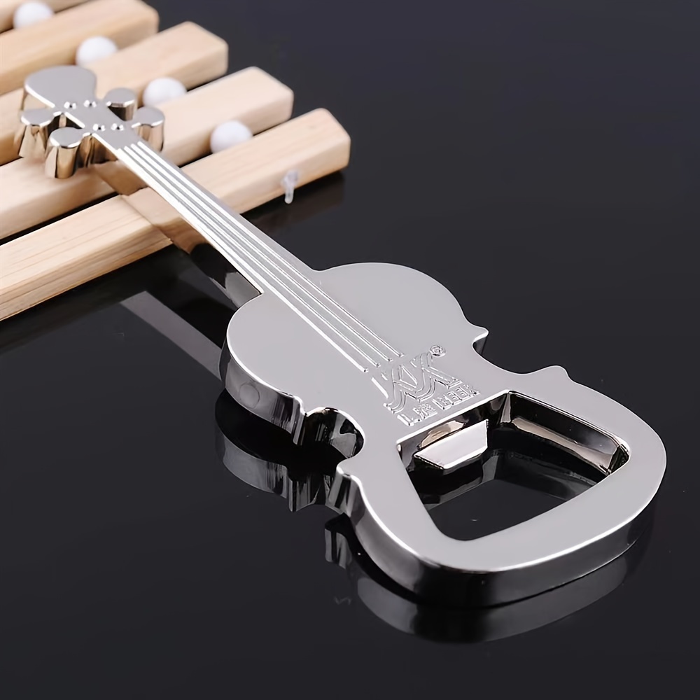 

1pc Guitar Shaped Opener, Stainless Steel Style Guitar Opener, Creative Small Gift Pendants Can Be Used As Advertising Small Gifts