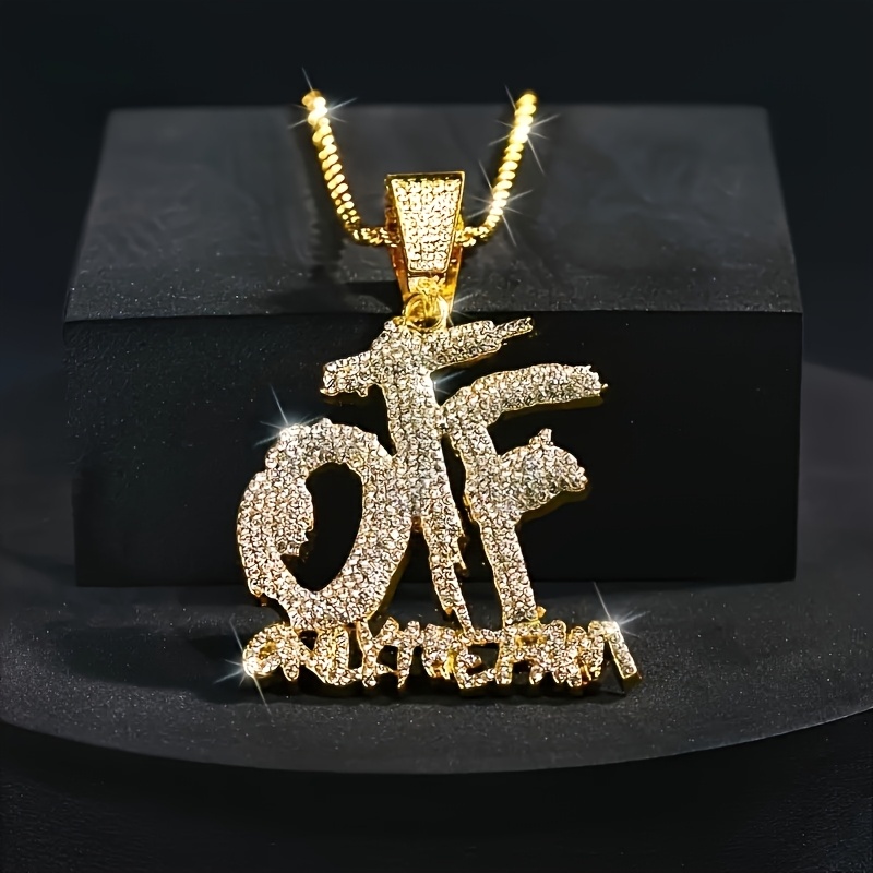 

1pc Fashion Hip Hop Cool Otf Letter Pendant Necklace For Men With Cuban Chain Bling Hiphop Necklaces Jewelry Gifts