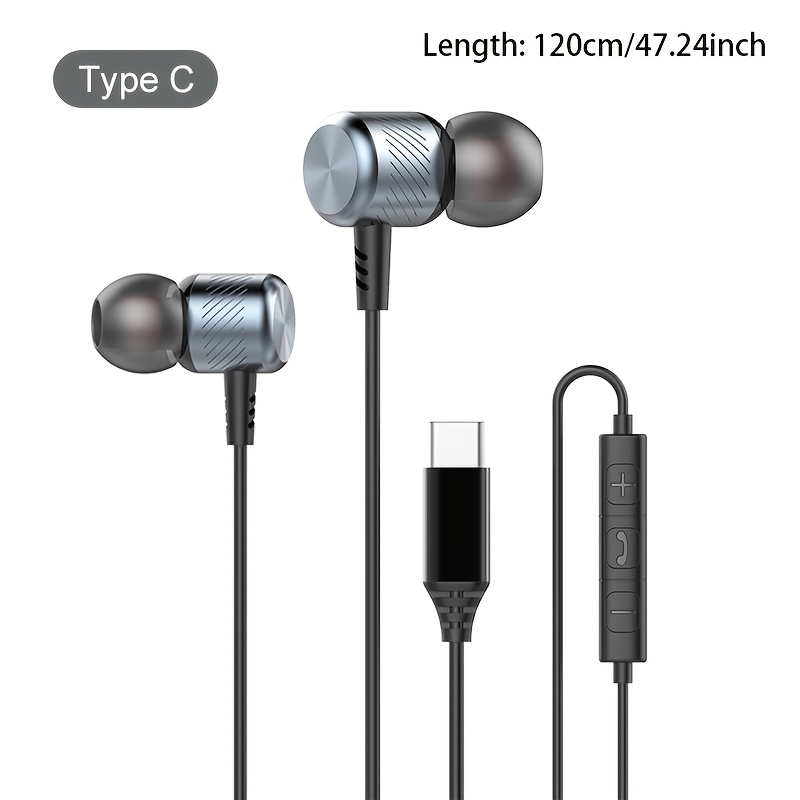 TEMU For Headphones High-fidelity With Mic Type C 3.5mm Wired Earplugs For , Headphones, Wire Headphone, Headphones For School, Headphones With Long