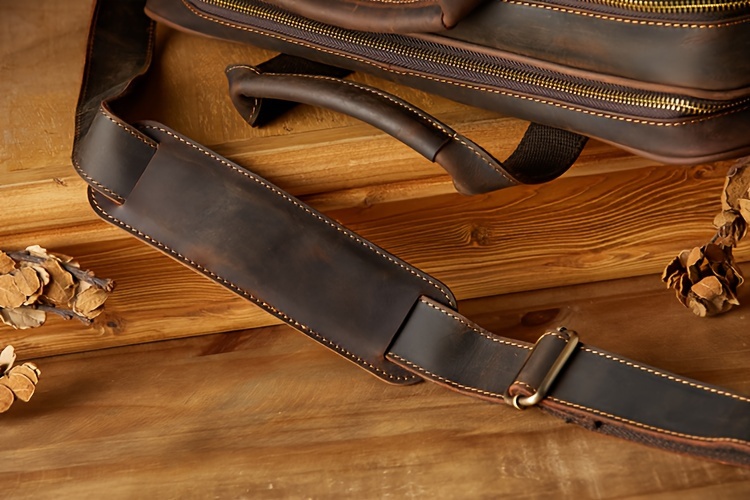 Crazy Horse Genuine Leather Scratch Repairable Men's Handbag, Handmade Vintage Crazy Horse Genuine Leather Tote Bag, Large Capacity Laptop Bag, Men's Single-Shoulder Crossbody Bag, Genuine Leather Business Briefcase