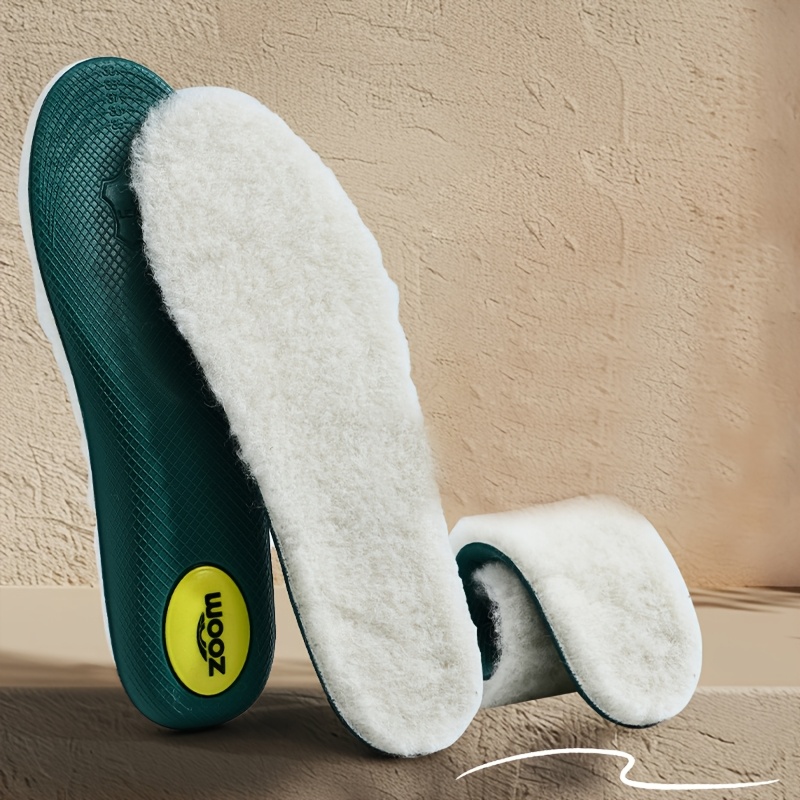 TEMU Unisex Fleece Lined Wool Soft Insoles, Heat For Winter, Elastic Cushion Sweat Wicking For Daily Casual Shoes
