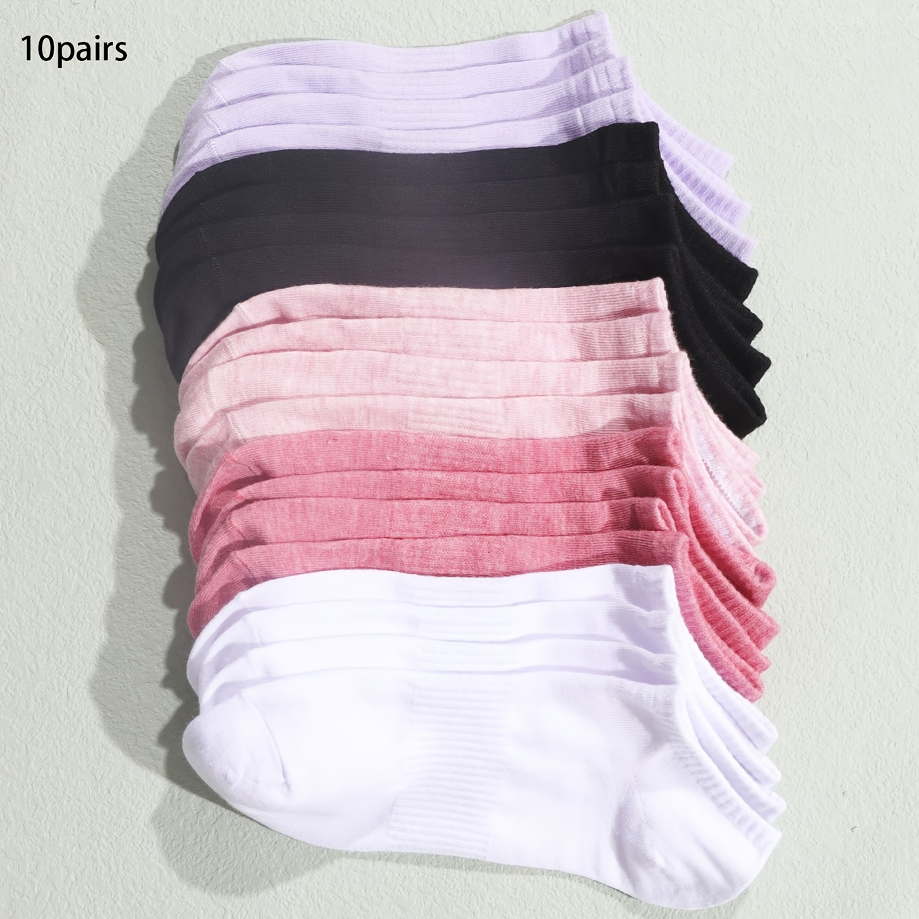 

10pcs Women' Ankle Socks, Colors With Non-slip Band, Casual Elegant Style, Polyester And Elastane , Machine Washable, Cute Socks