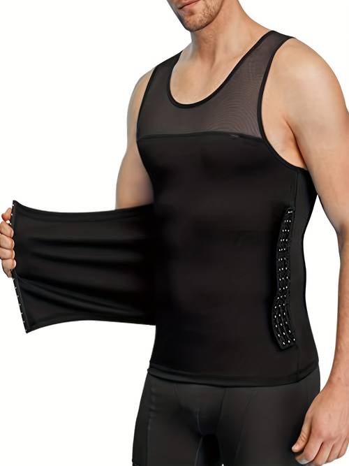 item picture men high body shaper vest tummy control compression shirt tight tank top suitable for gym underwear moobs binder round neck sleeveless shirt hand washable solid color for wear