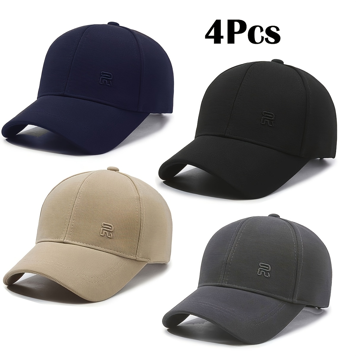 4pcs set of mens sports and casual geometric pattern baseball caps suitable for middle aged and elderly truckers lightweight adjustable and sun protective dad hats ideal for spring and autumn adjustable size suitable for running