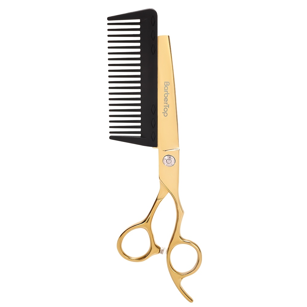 6 Inch Professional Hair Cutting Scissors With Detachable Comb 440c Steel Integrated Barber Scissors