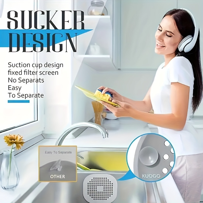 1pc Silicone Sink Hair Catcher, Shower Drain Cover Filter, Anti-Hair Clogger, Hair Blocker, Control Sink and Tub Clog Preventer, Kitchen and Bathroom Deodorizer Plug Tool, Easy Clean Bathroom and Kitchen Accessories