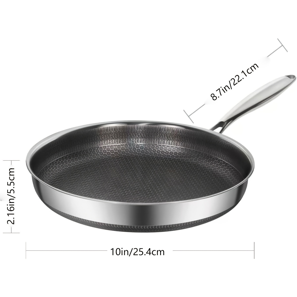 TEMU 10/10.8/11.6/12.4 Inches Stainless Steel Skilletcool-touch Handle, Induction Compatible, Heat Resistant To 716°f, Works On All Stovetops & Easy