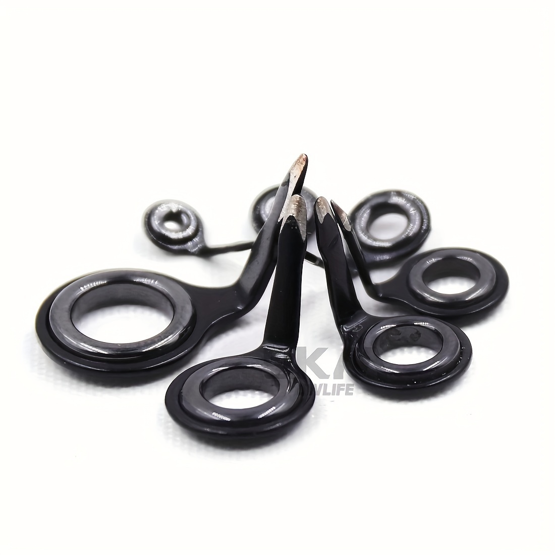 1.2mm Fishing Rod Tip Repair Kit, 8pcs Stainless Steel Pole Ring Guide,  Black