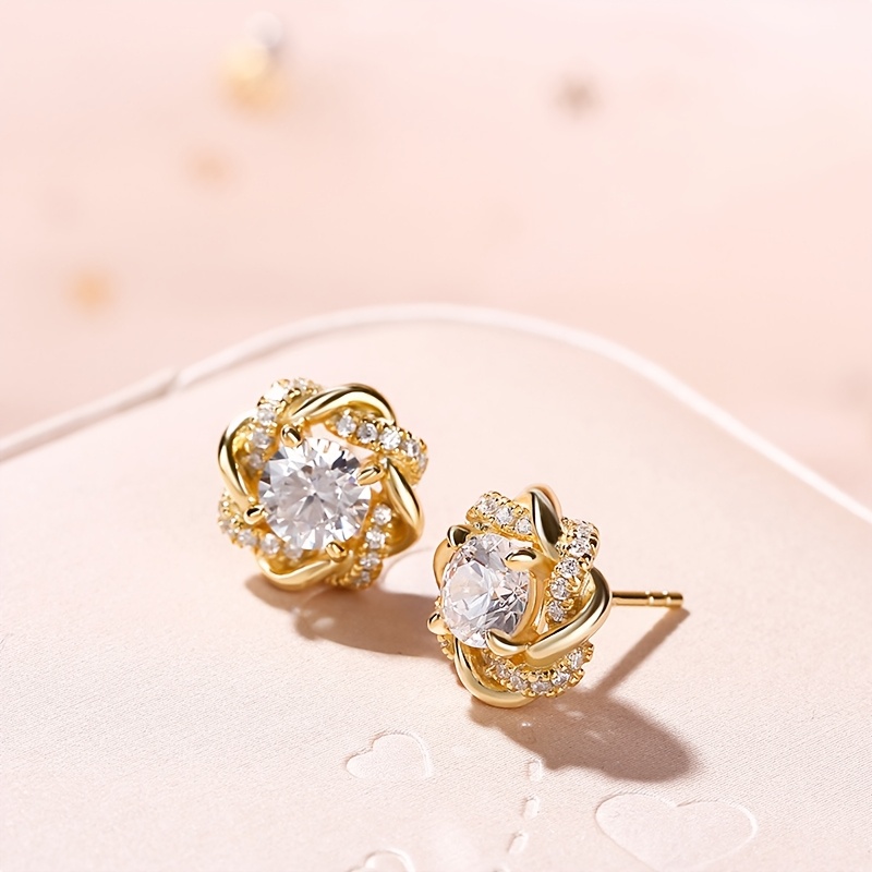 Vintage Floral Stud Earrings, Delicate Women's Jewelry