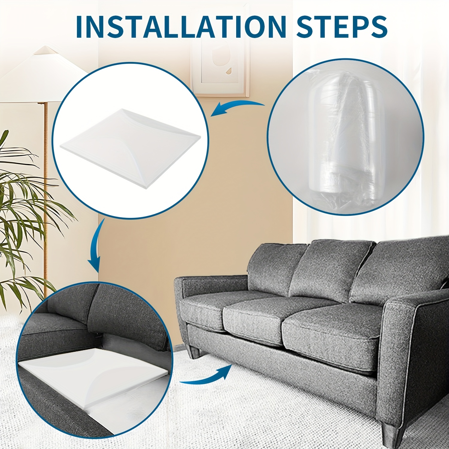 One Piece of x New High-Density Foam Upholstered Sofa Cushion  Bracket (* in Black, White Gray): A Versatile Solution for Your Living - Technical View