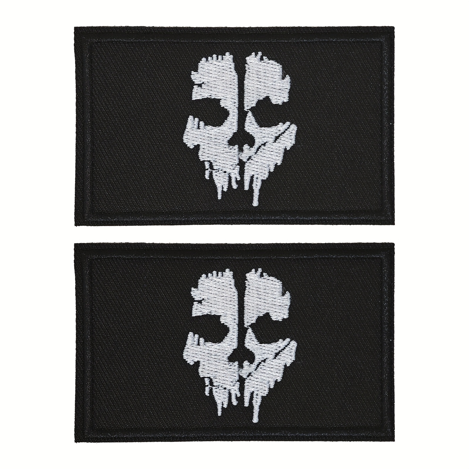 TEMU Set Of 2 Embroidered Tactical Patches Featuring Skull Designs With Backing