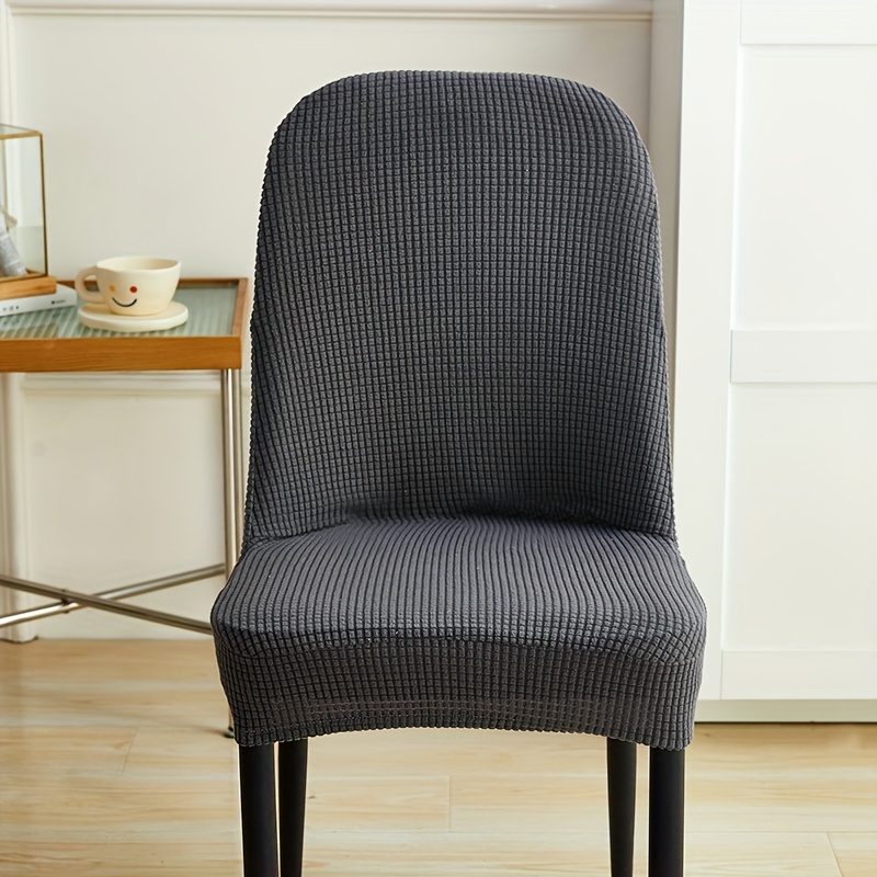 TEMU 1pc Of Thickened Solid Color Large Arc-shaped Dining Chair Cover With Free Adhesive Fasteners