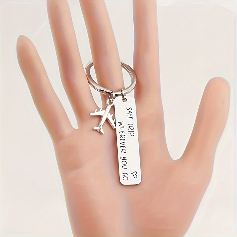 A Travel Keychain Made Of Stainless With 'safe Travels, ' Airplane Keychain, A Keychain For Safe Travels, A Gift For Flight Attendants, A Gift For Pilots, Aviation Gift