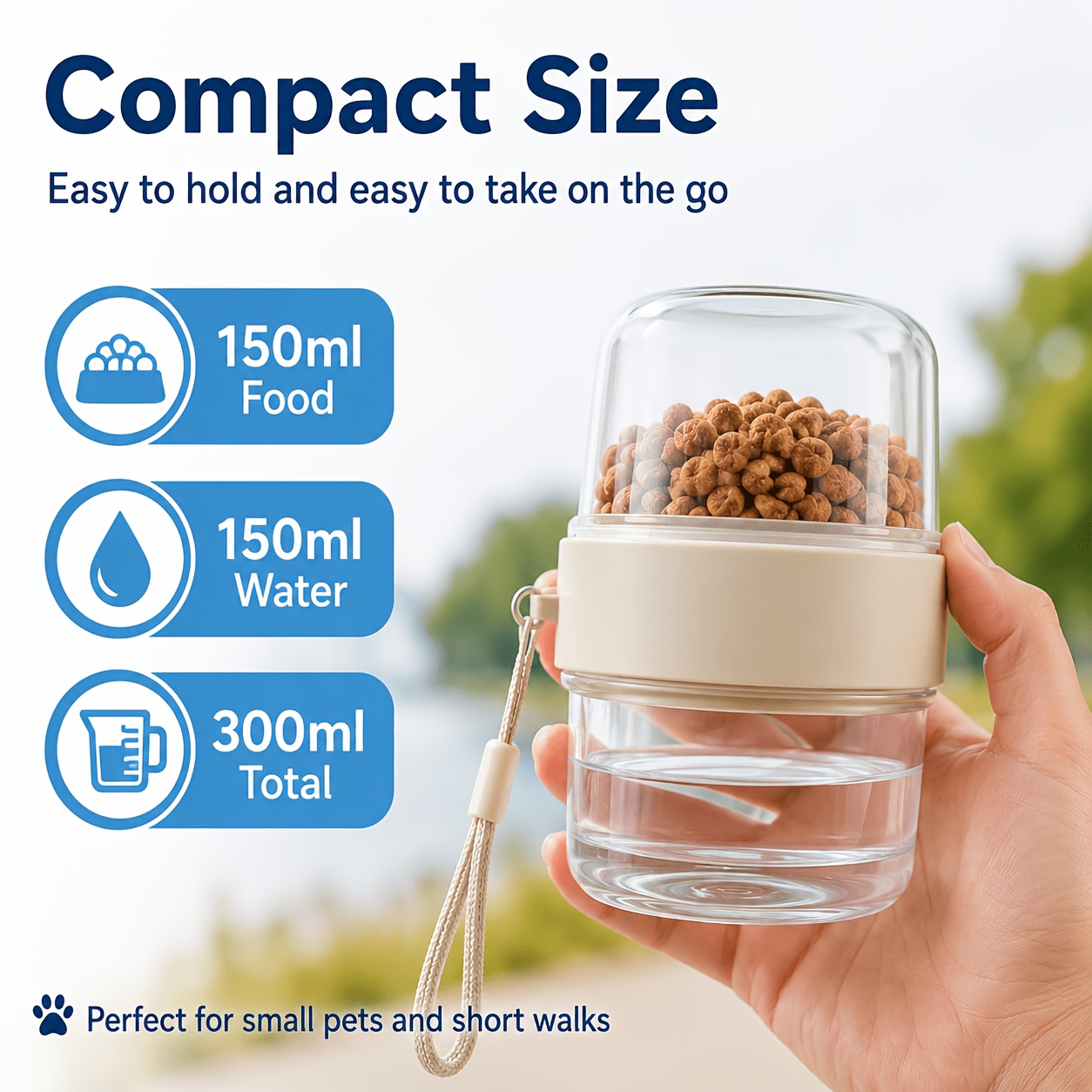 2-In-1 Portable Pet Food and Water Container, Travel Feeding Cup