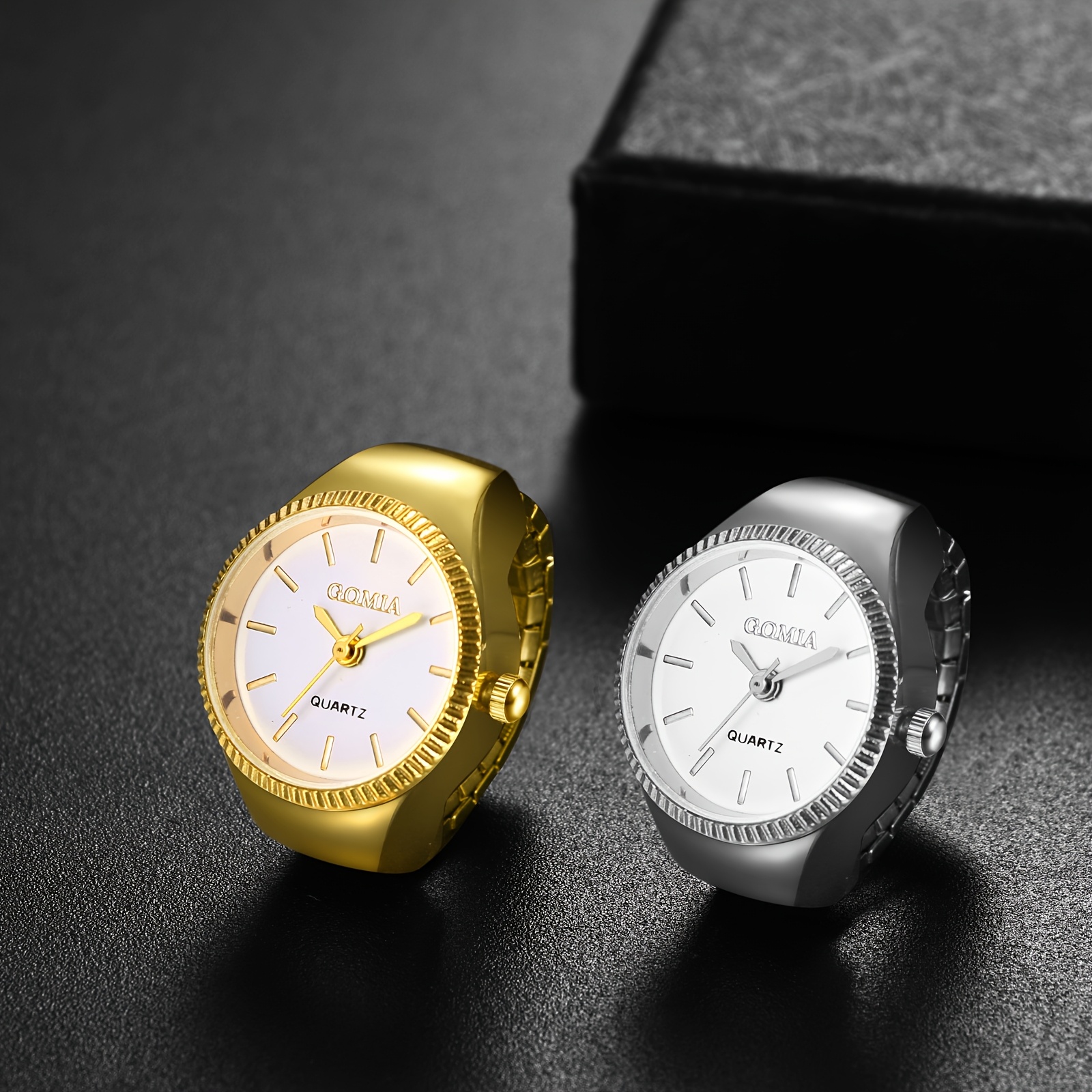 womens ring watch stainless steel elastic retractable band  display picture 3