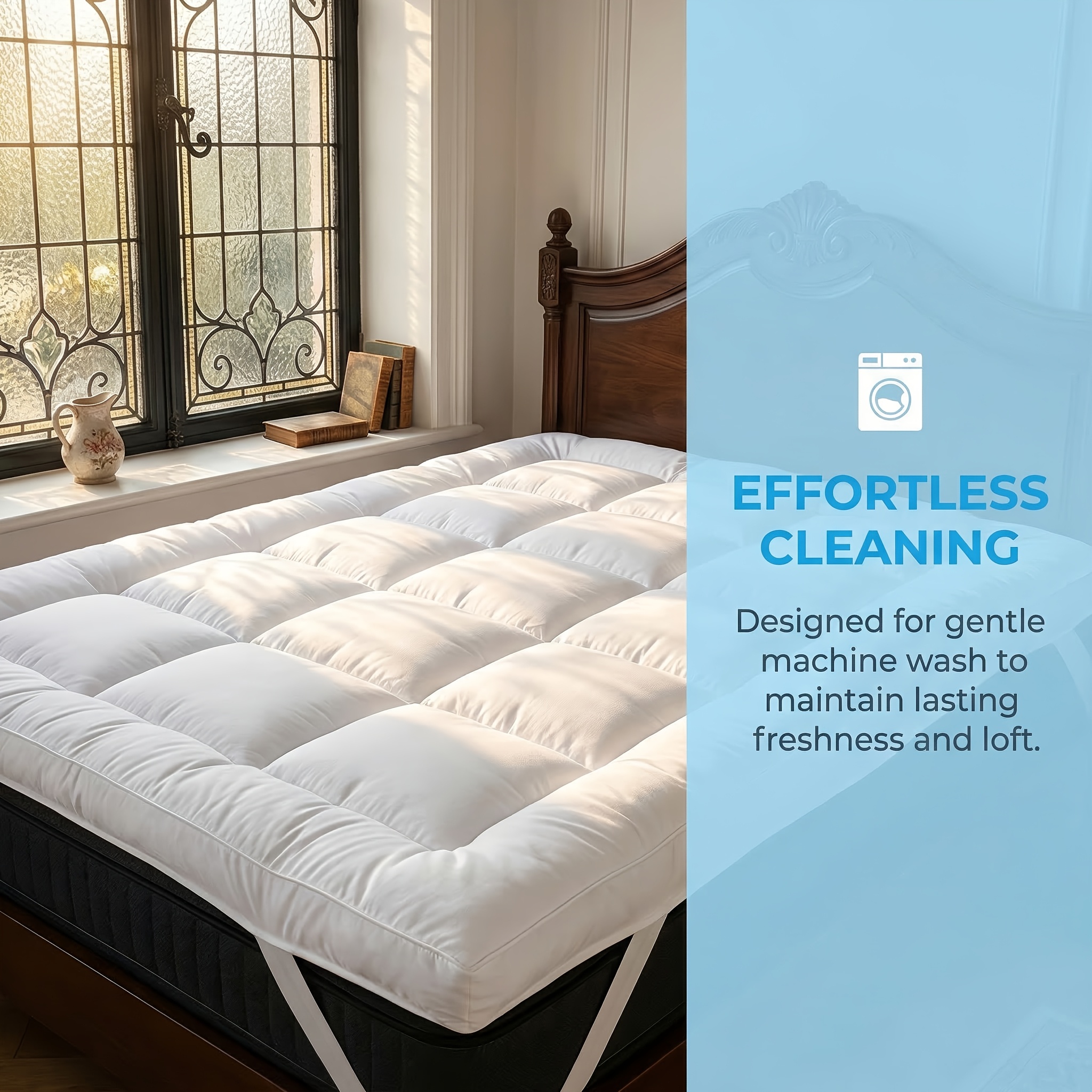 10cm Single/Double/King Size Mattress Protector - Hotel Quality Soft, Comfortable, Breathable, and Quilted Design, Microfiber Mattress Cover - Easy to Install with Shoulder Straps, Hypoallergenic, Washable