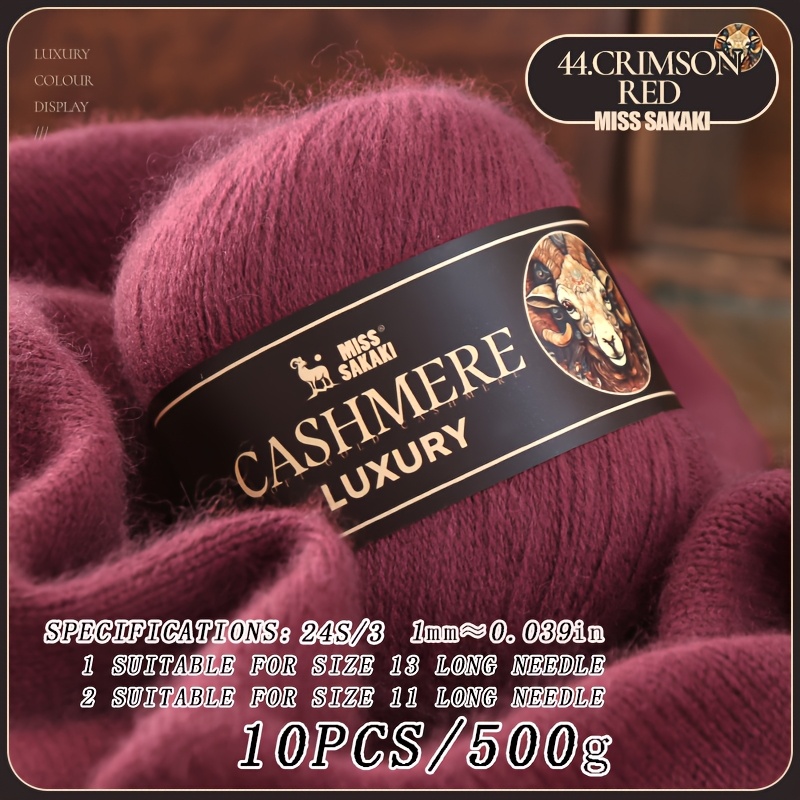TEMU 10pcs 500g Cashmere Yarn, Knitted Handmade Scarf Yarn, 24/3 Ply, Diy Soft And Skin-friendly Cashmere Yarn