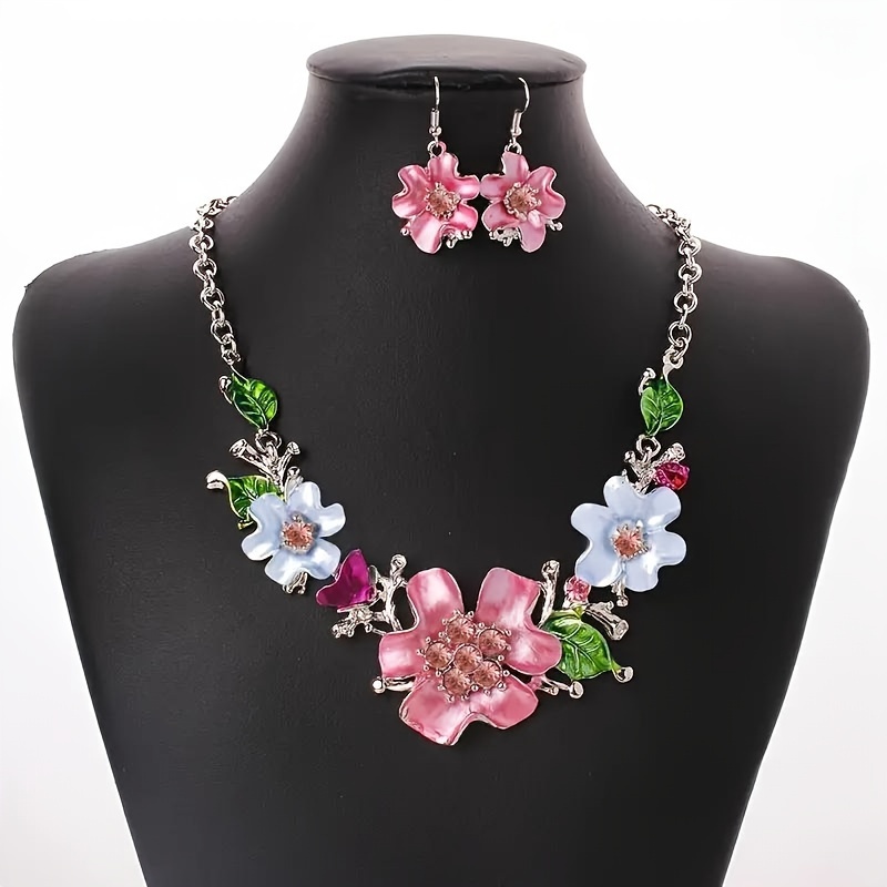 

Elegant 3pcs Vintage Floral & Jewelry Set - Necklace And Earrings, & Parties - Ideal Christmas, New Year, Valentine's Gift For Her