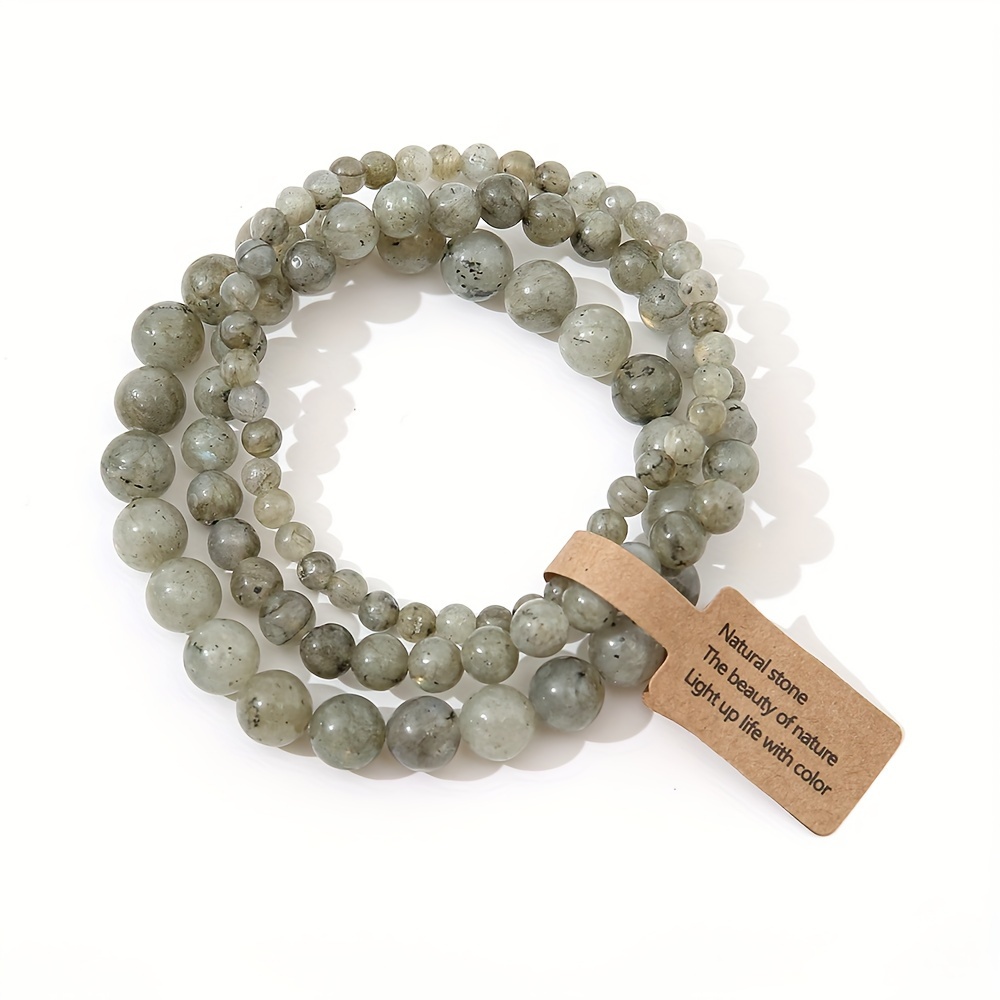 Stone Bead Bracelet Set, 4mm 6mm 8mm, Couple Hand Chain