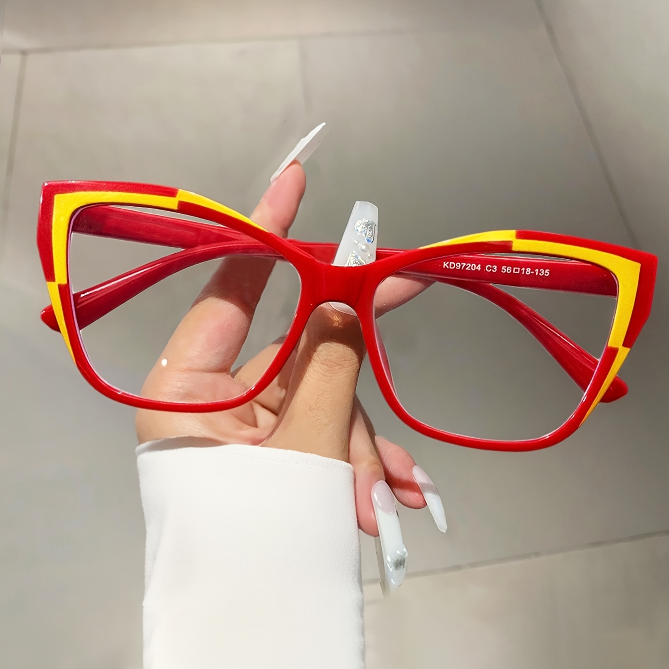eye color block frame clear lens glasses women - Temu United  display picture 2