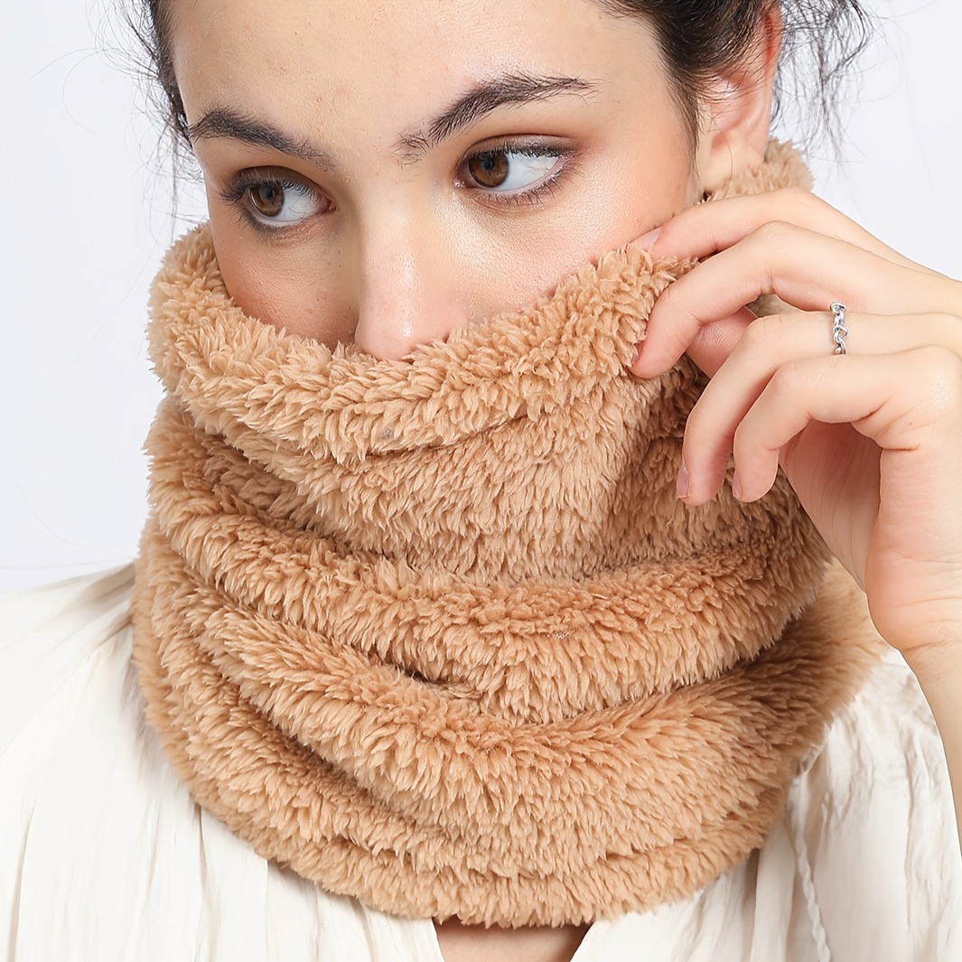 Image of A Solid Color Warm And Cold-proof Face Mask High Collar Scarf Lengthened Plush Pullover Scarf With Elastic Neck Outdoor Riding Fishing Windproof Scarf