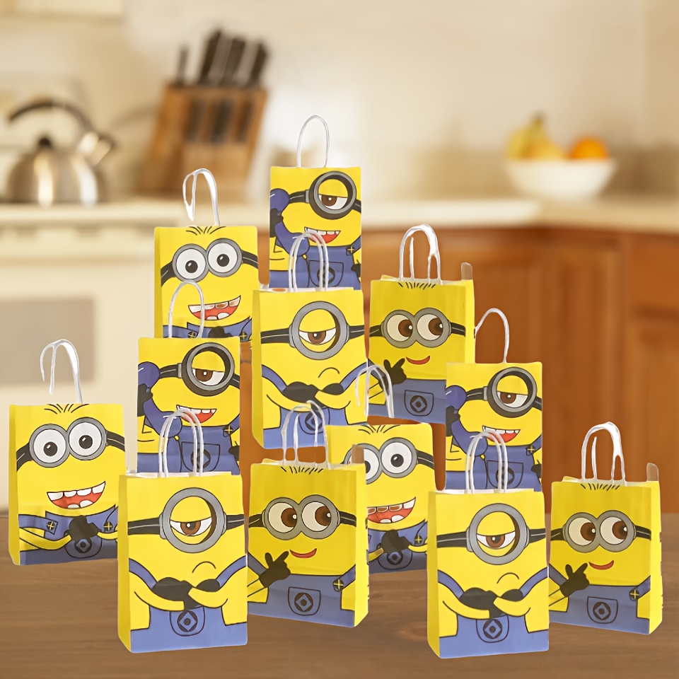 

Minions 12pcs Yellow Paper Cartoon Funny Birthday And Holiday Event Gift Bags