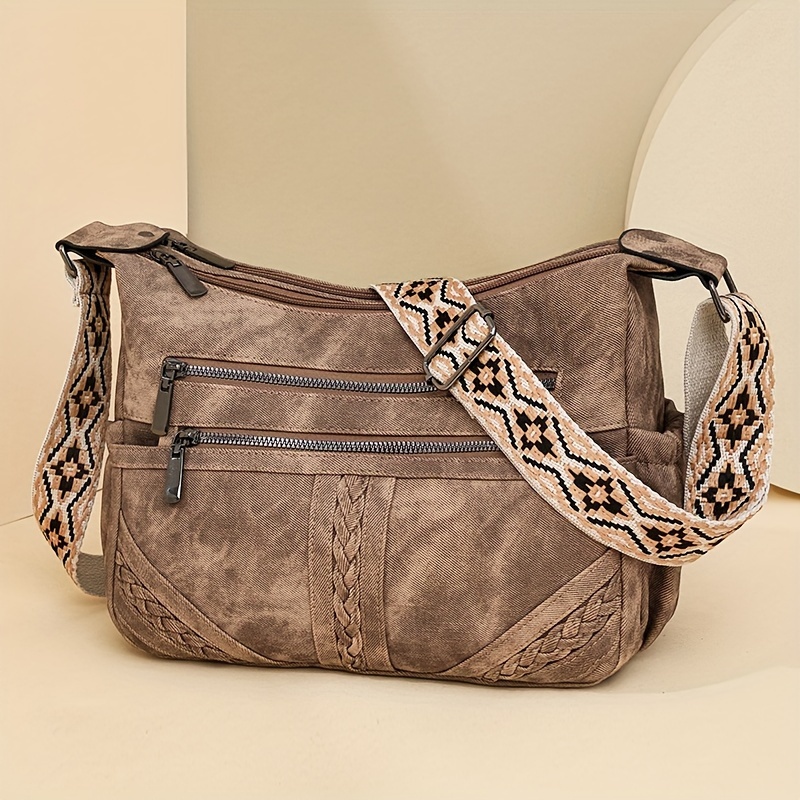 women's fashion vintage shoulder bag multi pocket large